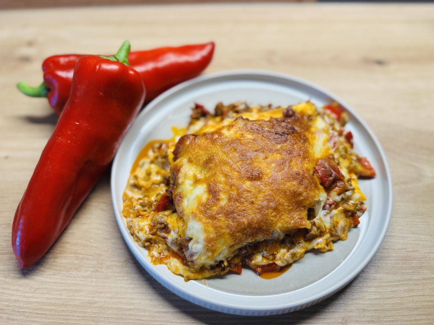 Lasagne mit Paprika-Hackfleisch- Soße